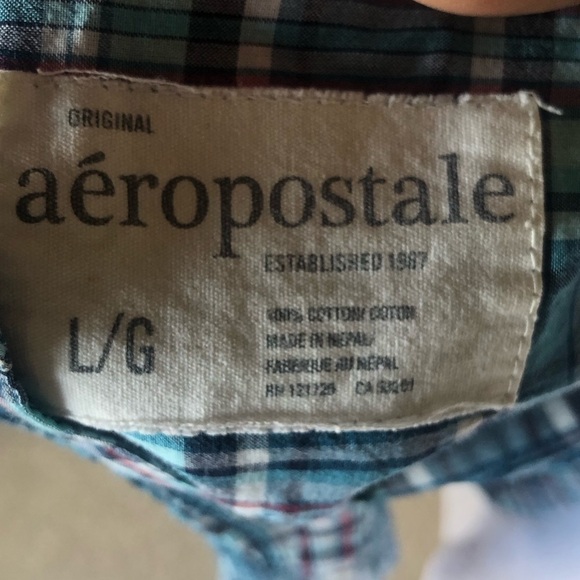 AEROPOSTALE JUNIORS LARGE PLAID TOP - Picture 2 of 2